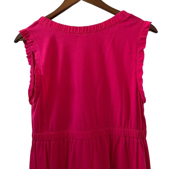 J. Crew NEW Sleeveless V Neck Knit Dress In Fuchsia Pink Size L - Picture 8 of 14